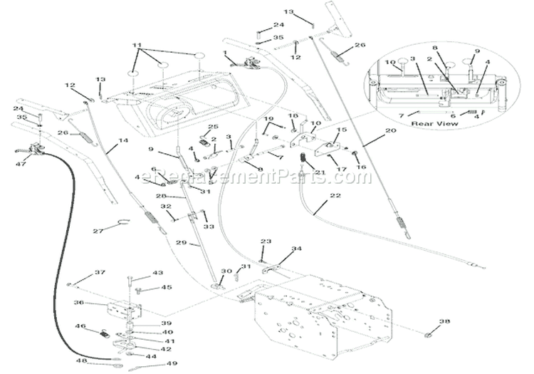 Cables And Controls Diagram and Parts List for 921305 000101 Ariens Snow Blower