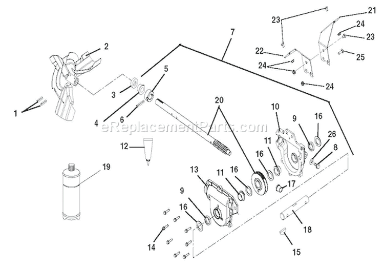 Gear Case Aluminum Diagram and Parts List for 921011 000101 Ariens Snow Blower