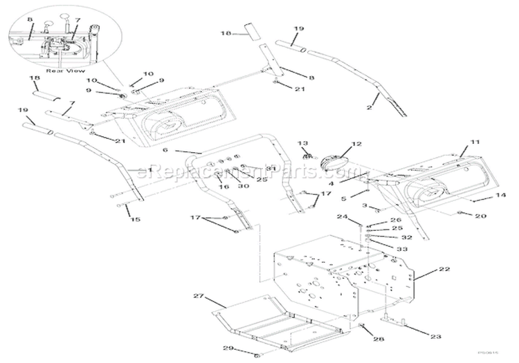 Handlebars And Controls Diagram and Parts List for 921018 000101 Ariens Snow Blower