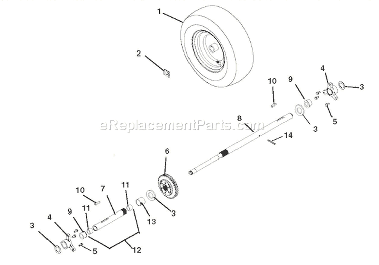 Wheels And Axles Diagram and Parts List for 921306 000101 Ariens Snow Blower
