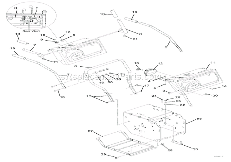 Handlebars And Controls Diagram and Parts List for 921013 015001 Ariens Snow Blower