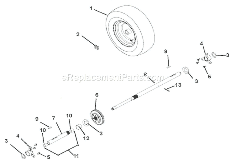 Wheels And Axles Diagram and Parts List for 921307 001101 Ariens Snow Blower