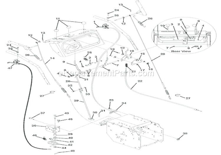 Cables And Controls Diagram and Parts List for 921307 001101 Ariens Snow Blower