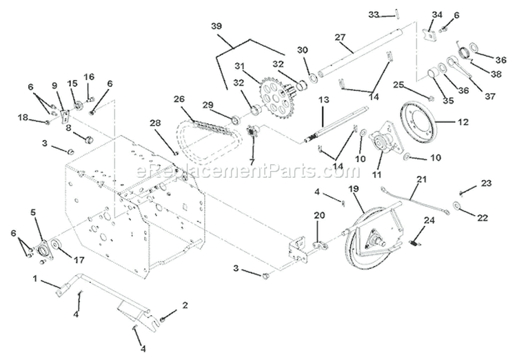 Friction Drive Diagram and Parts List for 921013 015001 Ariens Snow Blower