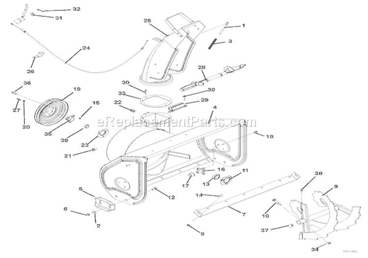 Auger And Chute Diagram and Parts List for 921307 001101 Ariens Snow Blower