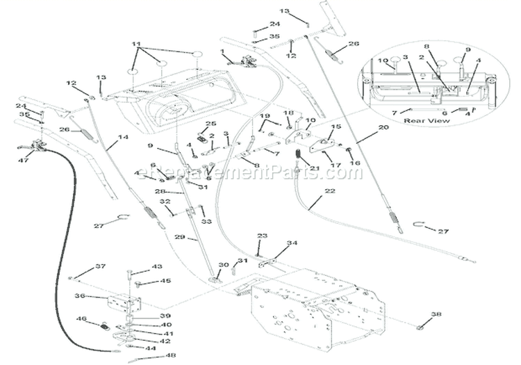 Cables And Controls Diagram and Parts List for 921309 000101 Ariens Snow Blower