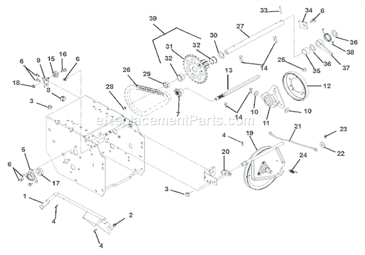 Friction Drive Diagram and Parts List for 921309 000101 Ariens Snow Blower