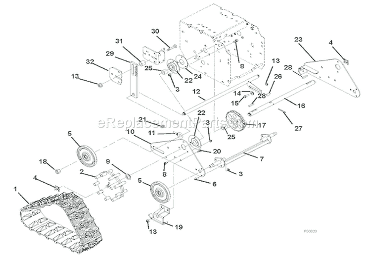 Track And Axles Diagram and Parts List for 921308 000101 Ariens Snow Blower
