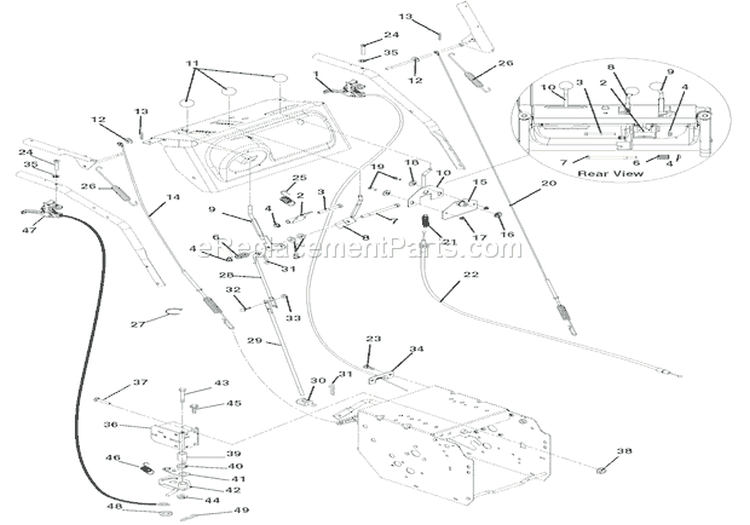 Cables And Controls Diagram and Parts List for 921312 000101 Ariens Snow Blower