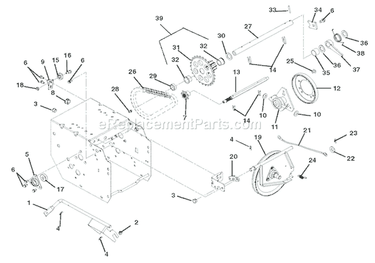 Friction Drive Diagram and Parts List for 921011 000101 Ariens Snow Blower