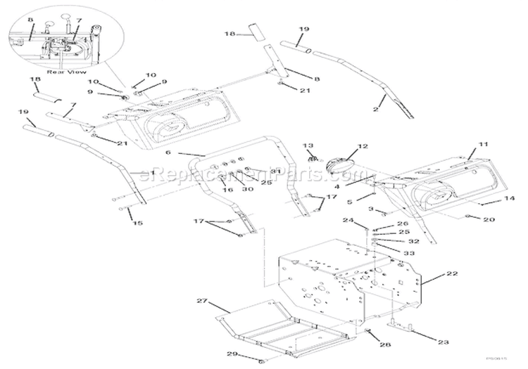 Handlebars And Controls Diagram and Parts List for 921312 000101 Ariens Snow Blower