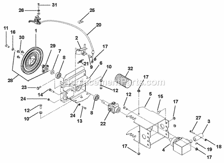 Brush Drive Unit Diagram and Parts List for 921313 035000 Ariens Snow Blower