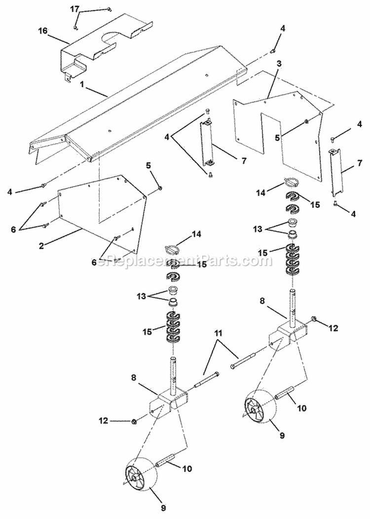 Brush Head Diagram and Parts List for 921313 035000 Ariens Snow Blower