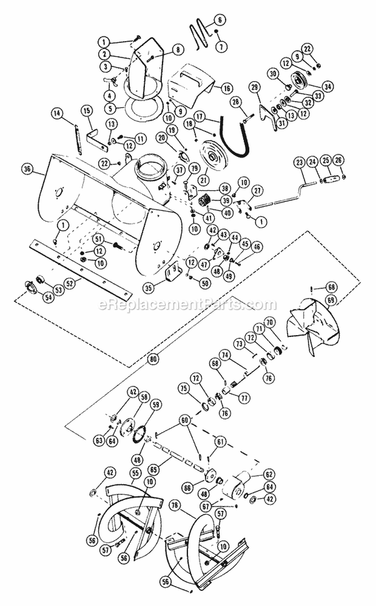 Blower Parts List Diagram and Parts List for 922003 000001 Ariens Snow Blower