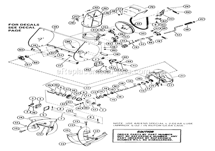Sno-Thro 32" Diagram and Parts List for 924027 000101 Ariens Snow Blower