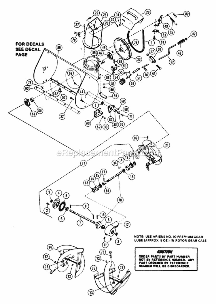 Sno-Thro 24" Diagram and Parts List for 924028 000101 Ariens Snow Blower