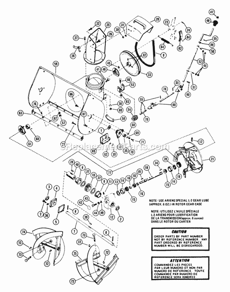 Sno-Thro 24" Diagram and Parts List for 924028 010401 Ariens Snow Blower