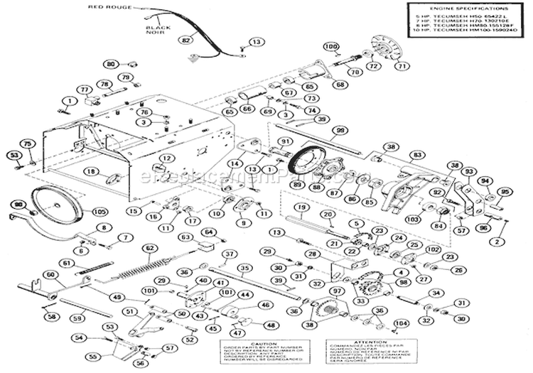 Tractor Parts (Part 1) Diagram and Parts List for 924049 000101 Ariens Snow Blower