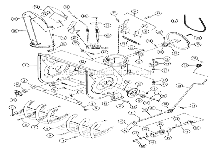 Drive Assembly Diagram and Parts List for 924071 000101 Ariens Snow Blower