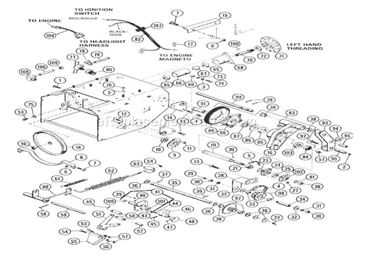 Auger Gearcase Diagram and Parts List for 924071 000101 Ariens Snow Blower