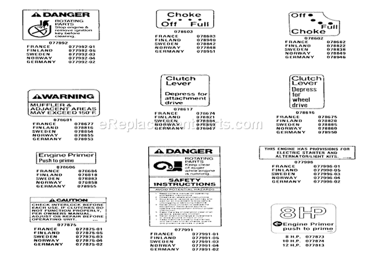 Page C Diagram and Parts List for 924071 001701 Ariens Snow Blower