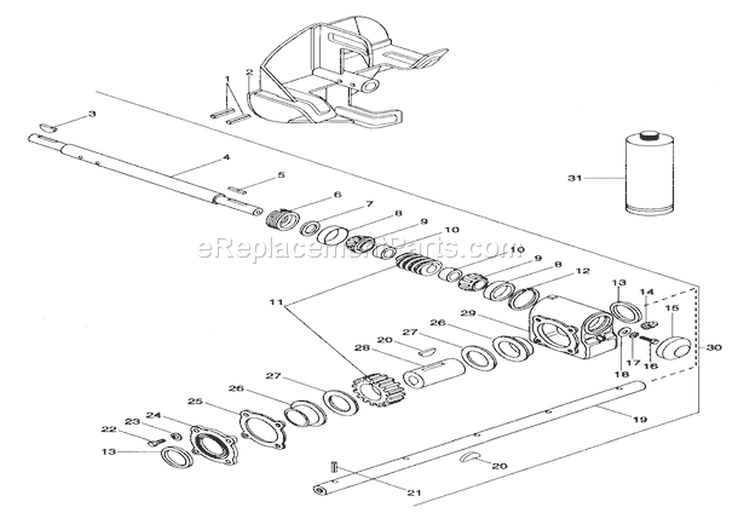 Gear Case Cast Iron Diagram and Parts List for 924083 000101 Ariens Snow Blower
