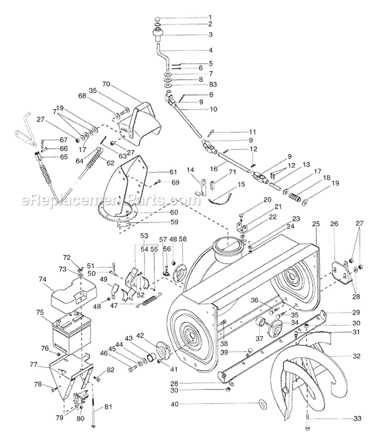 Auger And Impeller Diagram and Parts List for 924086 002400 Ariens Snow Blower