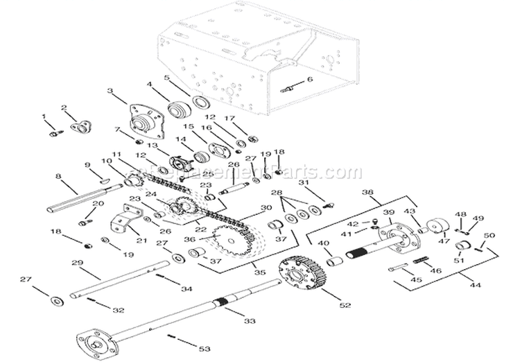 Reduction Drive Diagram and Parts List for 924102 002600 Ariens Snow Blower