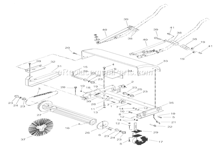 Brush Head Diagram and Parts List for 924111 000101 Ariens Snow Blower