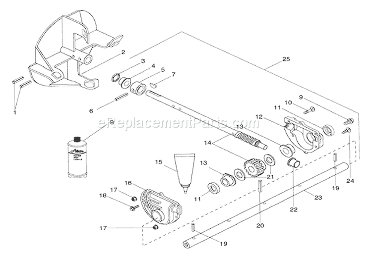 Gear Case Aluminum Diagram and Parts List for 924311 000101 Ariens Snow Blower