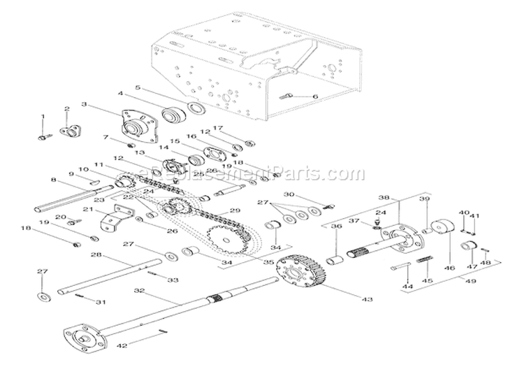 Reduction Drive Diagram and Parts List for 924082 039200 Ariens Snow Blower