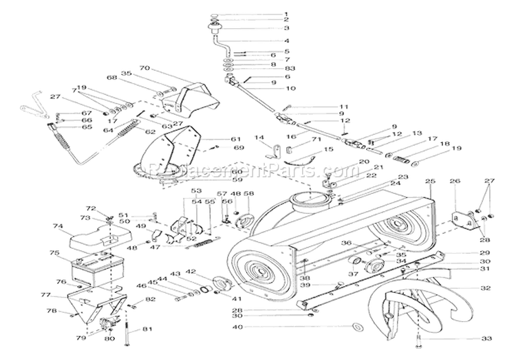Auger And Impeller Diagram and Parts List for 924085 001110 Ariens Snow Blower