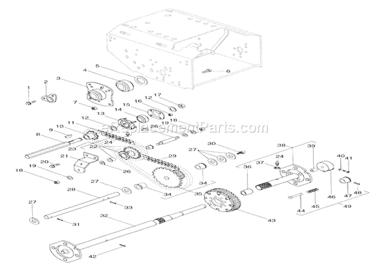 Reduction Drive Diagram and Parts List for 924085 001110 Ariens Snow Blower
