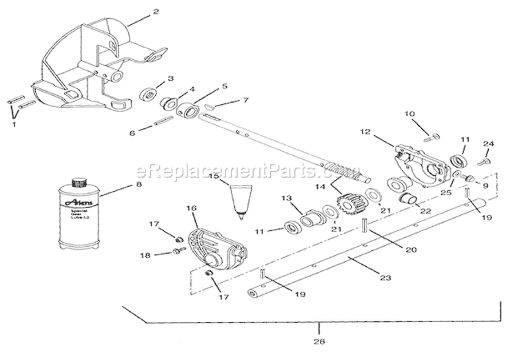 Gear Case - Aluminum Diagram and Parts List for 924319 000101 Ariens Snow Blower