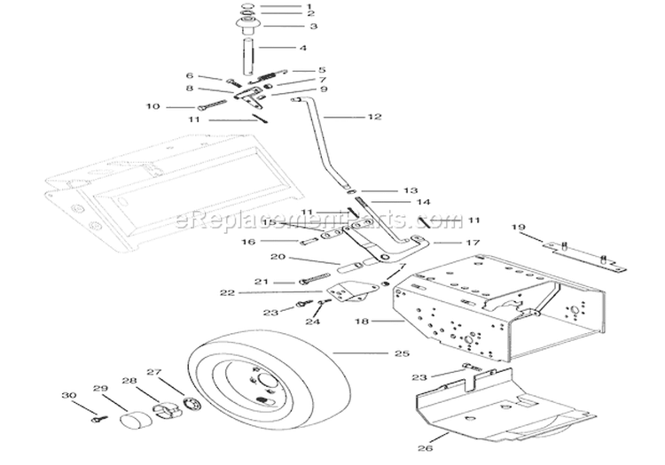 Speed Selector, Frame And Wheels Diagram and Parts List for 924103 000101 Ariens Snow Blower