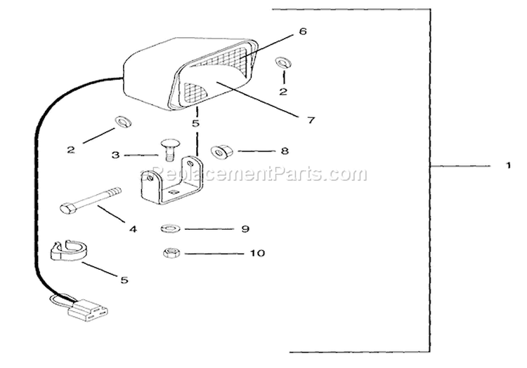 Headlight Diagram and Parts List for 924103 000101 Ariens Snow Blower