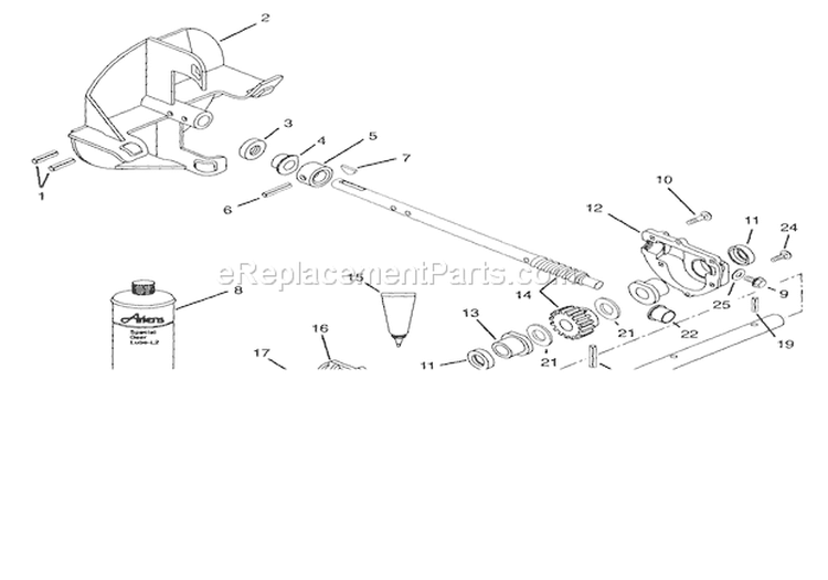 Gear Case - Aluminum Diagram and Parts List for 924102 002600 Ariens Snow Blower