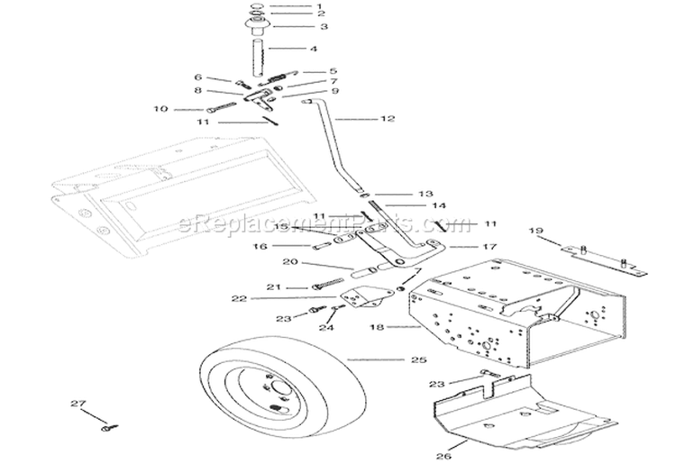 Speed Selector, Frame & Wheels Diagram and Parts List for 924102 002600 Ariens Snow Blower