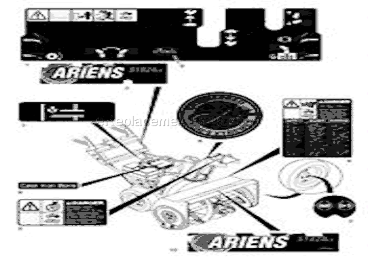 Decals Diagram and Parts List for 924329 000101 Ariens Snow Blower