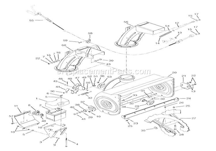 Auger And Battery Diagram and Parts List for 924111 000101 Ariens Snow Blower