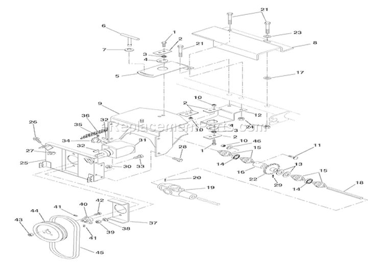 Brush Drive Unit Diagram and Parts List for 924504 000101 Ariens Snow Blower