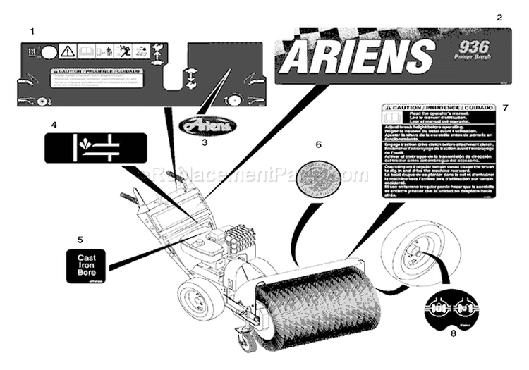 Decals (Part 2) Diagram and Parts List for 924504 000101 Ariens Snow Blower