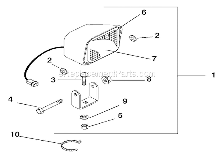Headlight Diagram and Parts List for 924333 000101 Ariens Snow Blower