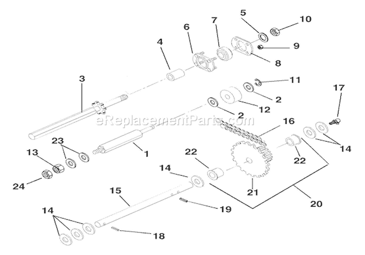 Reduction Drive Diagram and Parts List for 924333 000101 Ariens Snow Blower