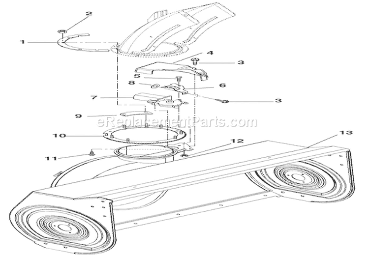 Electric Discharge Chute Diagram and Parts List for 924506 000101 Ariens Snow Blower