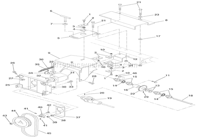 Brush Drive Unit Diagram and Parts List for 924507 000101 Ariens Snow Blower