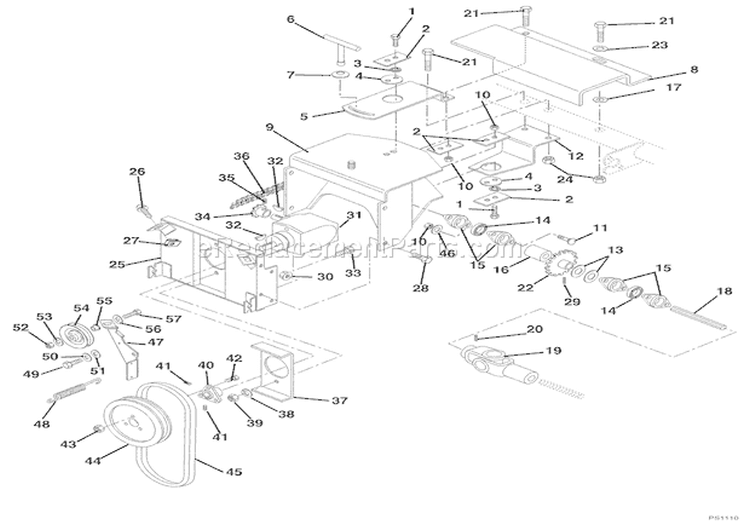 Brush Drive Unit Diagram and Parts List for 924507 000800 Ariens Snow Blower
