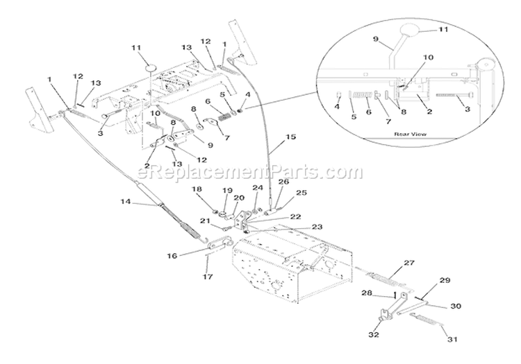 Cables And Controls Diagram and Parts List for 924117 000101 Ariens Snow Blower