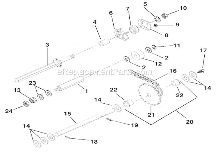 Reduction Drive Diagram and Parts List for 924117 000101 Ariens Snow Blower
