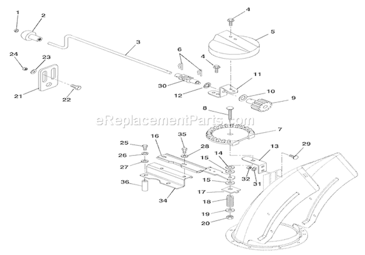 Discharge Chute Crank Diagram and Parts List for 924550 000101 Ariens Snow Blower